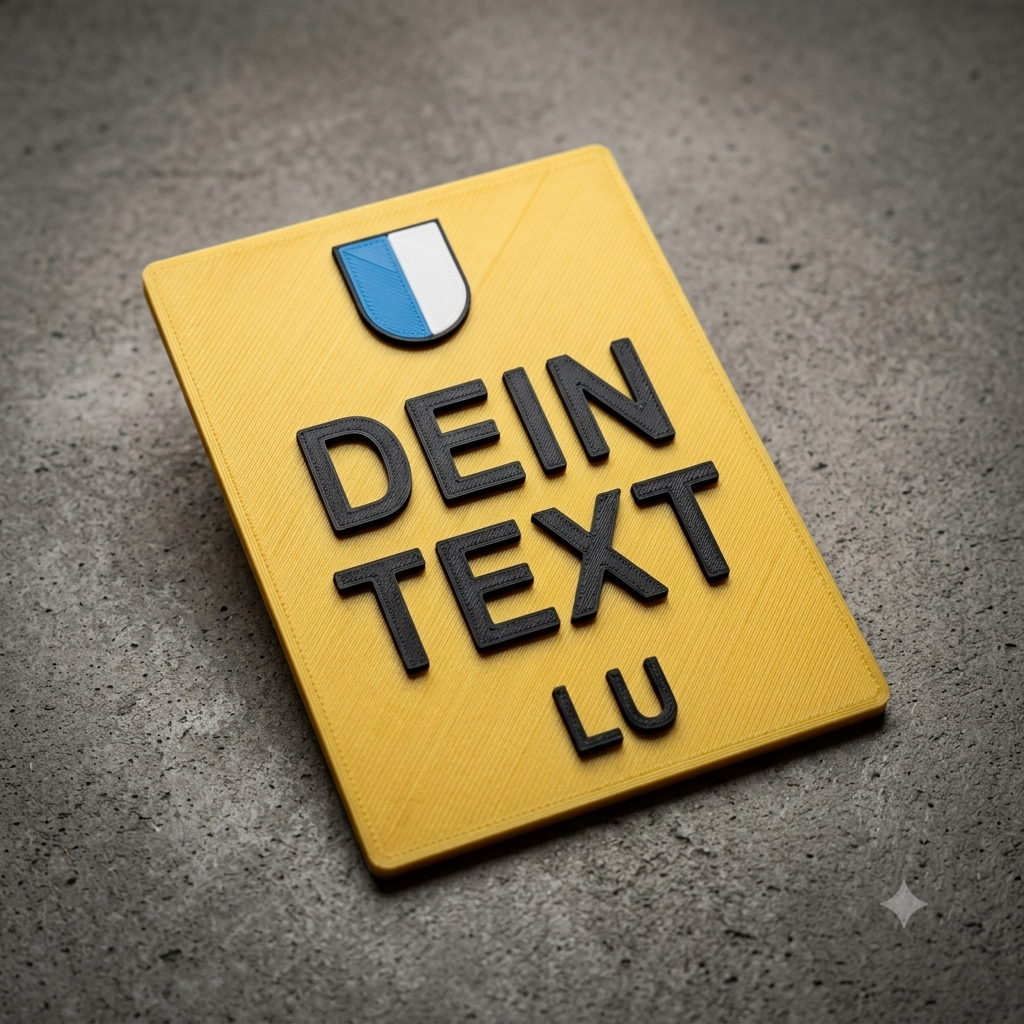 3D-gedrucktes Deko-Kennzeichen Mofa mit individuellem Wunschtext